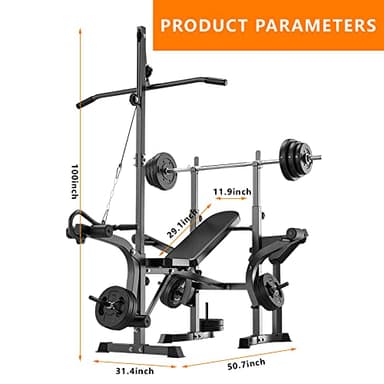 Rigel 600lbs 6 in 1 Adjustable Olympic Weight Bench Set with Leg Extension and Leg Curl Multi-Function Bench Press Set for Full Body Workout - Image 3
