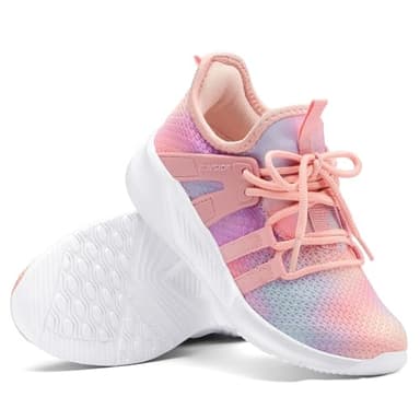 RUNSIDE Girls Tennis Shoes Lightweight Sports Kids Sneakers Lace-up for Running/Walking, Toddler/Little Kid/Big Kid - Image 2