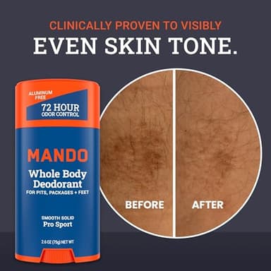 Mando Whole Body Deodorant For Men - Smooth Solid Stick - 72 Hour Odor Control - Aluminum Free, Baking Soda Free, Skin Safe - 2.6 ounce (Pack of 2) - Pro Sport - Image 5