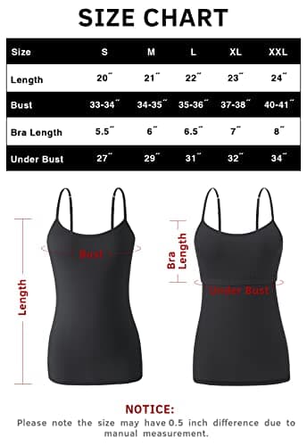 Orrpally Women Cotton Camisole Shelf Bra Cami Tank Tops Adjustable Spaghetti Strap Tank Top 3-Pack Black/White/Gray L - Image 5