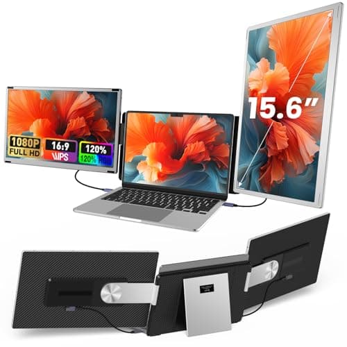 15.6" Laptop Screen Extender, 1080P FHD Laptop Monitor Extender with 120% sRGB, 235°Rotation Detachable Dual Monitor, Plug & Play, Triple Screen Compatible with Windows, Mac, Chrome - Image 1