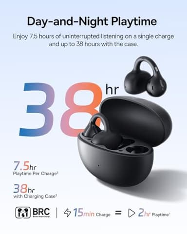Baseus Bass BC1 Open Ear Earbuds Clip-On Headphones, Open-Ring Comfort with Tri-Curve Snug Clip, Powerful Sound with SuperBass, 4-Mic Clear Calls, IP55 Waterproof, 38H Playtime, Lightweight - Image 8