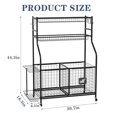 Mythinglogic Sports Equipment Garage Organizer,Garage Ball Storage for Sports Gear and Toys, Rolling Ball Cart with Wheels for Indoor/Outdoor Use - Image 5