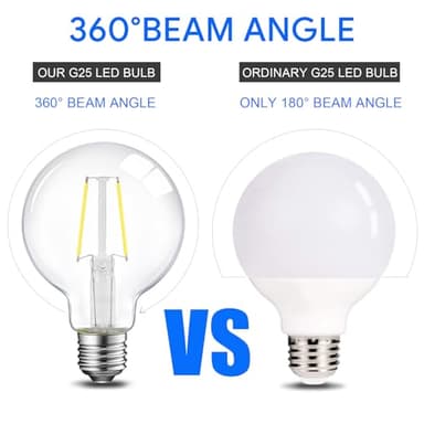 ENERGETIC SMARTER LIGHTING 5W Dimmable G25 LED Edison Light Bulb, G25 (G80) Globe Bulb, 60W Equivalent, 5000K Daylight, Christmas Light, E26 Standard Base, ETL Listed, 6-Pack - Image 4