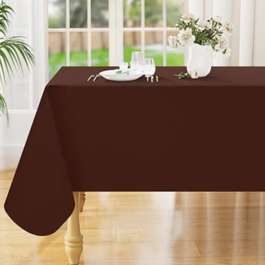 Smiry Rectangle Table Cloth 60x140 Inch, Waterproof Wipeable Vinyl Tablecloths Protector, Oil Spill Proof Plastic Table Cover for Dining, Picnic, Camping, Outdoor, Coffee - Image 1