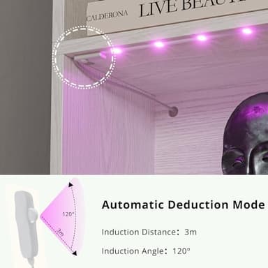 IRONCK Tall Bookcase with LED Lights, 70 in Industrial Bookshelves and Bookcases with Doors, 6 Shelf Display Storage Shelves Floor Standing for Home Office, Living Room, Bedroom - Image 5