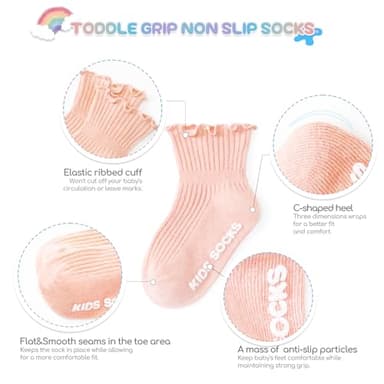Aroveea Baby Toddler Socks Grip Non Slip Boys Girls Cotton 12 Pack for 1-3T Kids Ankle Cute Socks 6M-7Years - Image 2