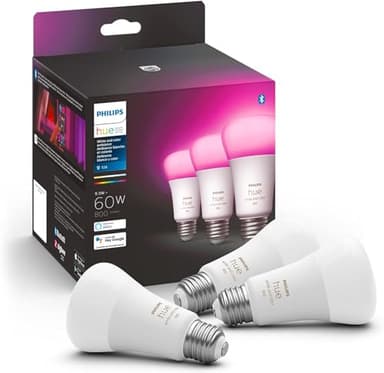 Philips Hue A19 LED Smart Light Bulb - White and Color Ambiance - 60W Indoor Light Bulb - Control with Hue App - Works with Alexa, Google Assistant and Apple Homekit - 3 Pack - Image 1
