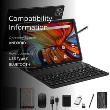 EITOMIN Android Tablet 2025 Latest 10 inch Tablet with Keyboard,128GB ROM 16GB RAM TF1TB Expand,Octa-Core,5GWiFi,1080FHD,13MP+8MPCamera,Bluetooth5.0,GPS,Mouse,Case,Black - Image 3