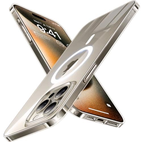 TORRAS Magnetic Slim-Fit for iPhone 15 Pro Max Case Clear 6.7", [True Never Yellow]Ultra-Thin 15 ProMax Phone Case Compatible with MagSafe, Light Anti-Scratch Matte Hard Cover OriginFit, Diamond Clear - Image 1