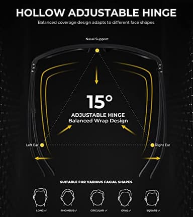 KALIYADI Polarized Sunglasses Men, Lightweight Mens Sunglasses Polarized UV Protection Driving Fishing Golf (Black/Ice Blue/Red) - Image 7