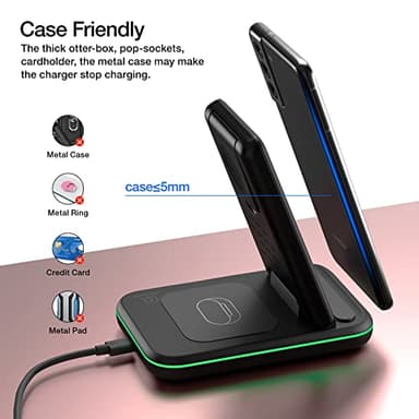 Wireless Charger for Samsung/Android, HOLYJOY Foldable 3 in 1 Fast Charging Station/Stand/Multi Charger for Samsung S25 Ultra/S24/Note 20, Travel Pad for Galaxy Watch 8/7/6/5/Active 2, For Buds(Black) - Image 3