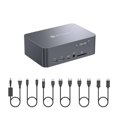 AV Access KVM Switch 2 Monitors 2 Computers with Ethernet, EDID, 4K@60Hz/2K@144Hz/1080P@240Hz, KVM Docking Station Dual Monitor for Laptop & Desktop, USB-C Charge, Aluminum, 3xUSB 3.0, Power Supply - Image 1