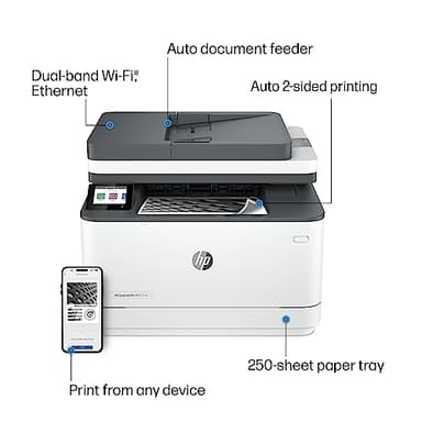 HP LaserJet Pro MFP 3101fdw Wireless Black & White All-in-One Laser Printer, Scanner, Copier, Fax, Best-for-Office (3G628F) - Image 4