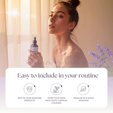 SIVA Lavender Essential Oil - 4 Fl Oz – Natural Lavender Oil - for Diffuser, Face, Skin Care, Aromatherapy, Hair Care, Scalp and Body Massage - with Dropper - Image 6