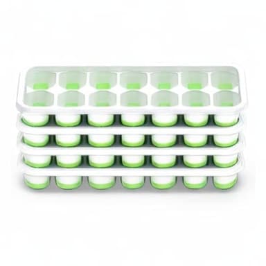 ChefAide Ice Cube Tray with Lid, 4 Packs 56 Cubes Durable Stackable Ice Cube Trays for Freezer with Removable Lids, Easy-Release Plastic & Silicone Ice Tray for Cocktail, Coffee - Image 7