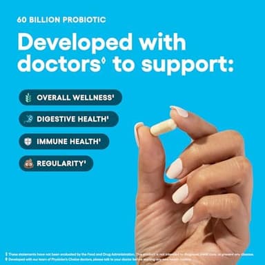 Physician's CHOICE Probiotics 60 Billion CFU - 10 Strains + Organic Prebiotics - Immune, Digestive & Gut Health - Supports Occasional Constipation, Diarrhea, Gas & Bloating - for Women & Men - 60ct - Image 5