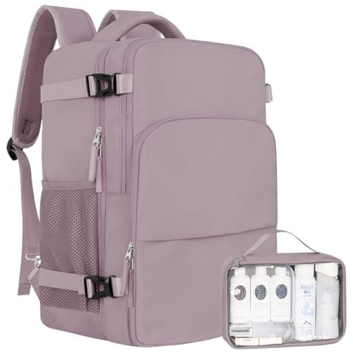 Sinaliy Travel Backpack, Carry on Flight Approved Backpack with Multi-Pockets, TSA Waterproof 17.3inch Laptop Backpack, Personal Item Travel Bag for Men Women, Light Purple - Image 1