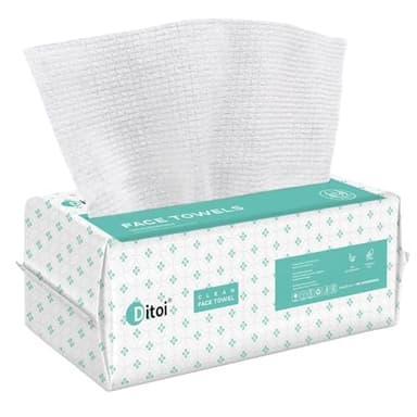 Ditoi Disposable Face Towels,Ultra Soft &Thick Face Dry Wipes for Makeup Removal,Viscose Fiber Facial Coths for Women Daily Cleansing, Skincare,60 Count - Image 1
