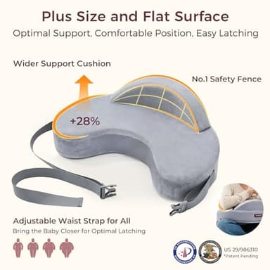 Momcozy Innovative Safety Fence Nursing Pillow - Firm & Springy Memory Foam - Stable, Ergonomic Support & Comfort - Wider Breastfeeding Cushion, Adjustable, Removable Cover, Baby Safety Certified - Image 6