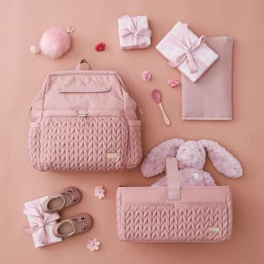 LUKJOJO Luxurious Baby Diaper Caddy, Nursery Storage Basket for Newborn Boy and Girl, Travel Baby Basket for Diapers Baby Wipes, Organizer Tote Bag Storage Bin, Baby Shower Gifts(dusty rose) - Image 9