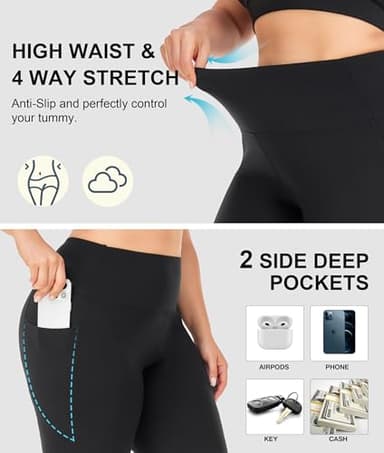 NEW YOUNG 3 Pack Plus Size Biker Shorts with Pockets for Women-High Waisted 8" Yoga Pants Workout Shorts - Image 5