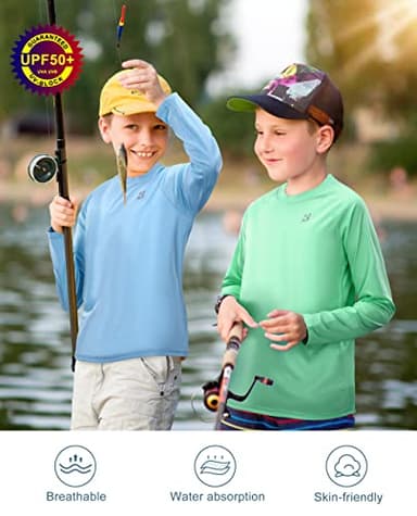 Roadbox Boys UPF 50+ Rash Guard Swim Shirt, Kids Long Sleeve Sun Protection Shirts, Youth UV Athletic Beach Rashguard - Image 4