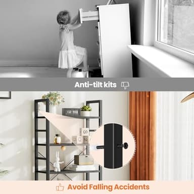 Sweetcrispy Book Shelf, 5 Tier Bookcase, Modern Tall Bookshelf for Garage Kit, CDs, Movies, Industrial Corner Storage Organizer for Bedroom Home Office Kitchen Living Room, Black - Image 7