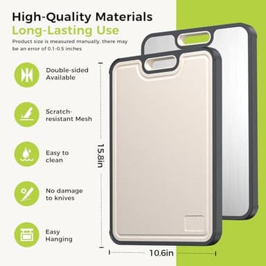 Titanium Cutting Board for Kitchen, Cutting Board Double Sided Food Grade, Pure Titanium and Wheat Straw PP, Easy to Clean Large Size 16”×11” - Image 5