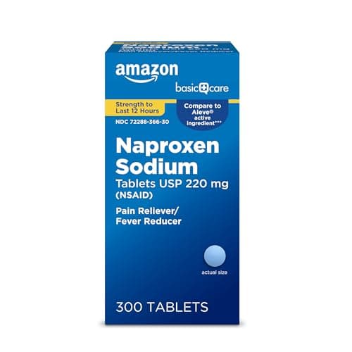 Amazon Basic Care Naproxen Sodium Tablets 220 mg, Pain Reliever/Fever Reducer (NSAID), Muscular Aches, Backache, Headache, Toothache, Minor Arthritis Pain Relief & More, 300 Count (Packaging may vary) - Image 1
