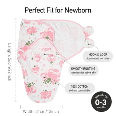GLLQUEN BABY Girl Swaddles 0-3 Months - 3 Pack Baby Swaddles Sack for Newborn, Infant Sleep Sack, Easy Swaddling Wrap, A Pink Floral, Nursery Swaddle Blankets Essentials - Image 5