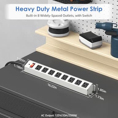 CCCEI Corner Mount Angle Power Strip, Under Cabinet Heavy Duty 8 Outlets Power Strip 20Amp, Metal Underneath Desk Plug Surge Protector, Wall Mountable, for Garage, Shop, Kitchen. 6FT Extension Cord. - Image 4