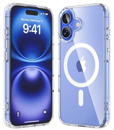 SUCGLES for iPhone 16 Case with MagSafe [Ultra Strong Magnetic] [12FT Military Drop Protection] [Shockproof Bumper] Slim Thin Mag Safe Phone Cover 6.1" for Apple iPhone16 (Clear/Magnet) - Image 1