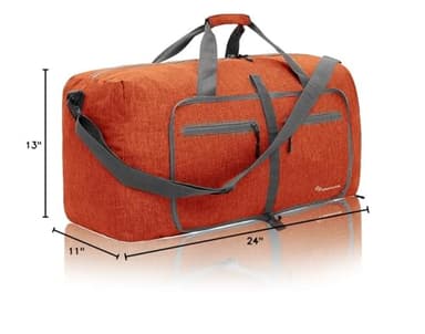 Dimayar 65L Travel Duffle Bag for Men Women - Foldable Duffel Bag with Shoes Compartment - Overnight Bags Waterproof & Tear Resistant(Orange) - Image 9