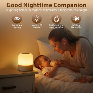 FNMYCO Portable Baby Night Light,3 Colours Egg Light for Nursery,Rechargeable Night Light for Kids,Small Cordless Table&Bedside Lamp,Eye Caring Dimmable LED Touch Lamp for Toddler,Girl,Boy,Nursing - Image 4