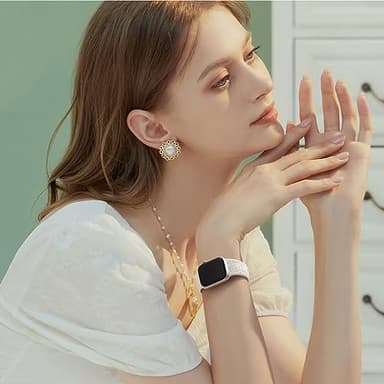 SNBLK 6 Pack Floral Engraved Apple Watch Bands, Compatible with 38mm-49mm Models, Soft Silicone Material, Vivid Flower Patterns, Comfortable Fit, Water Resistant - Image 7