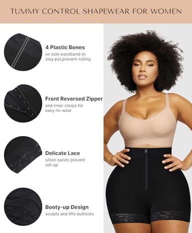 SHAPELLX Shapewear for Women Fajas Colombianas Moldeadoras Shapewear Tummy Control Shape wear Faja Shorts(Black,Large) - Image 4