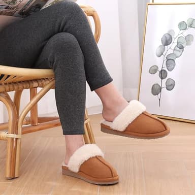 Litfun Women's Fuzzy Memory Foam Slippers Fluffy Winter House Shoes Indoor and Outdoor, Chestnut 7-7.5 - Image 6