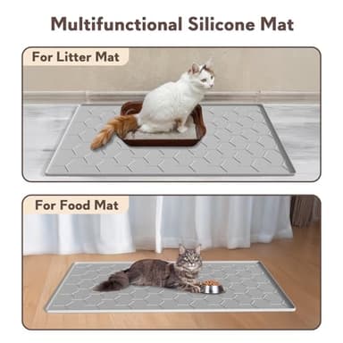 Garoopion Cat Mat for Litter Box, Large 34" X 22" Cat Litter Mat, Waterproof Silicone Pad for Floor, Gray - Image 6