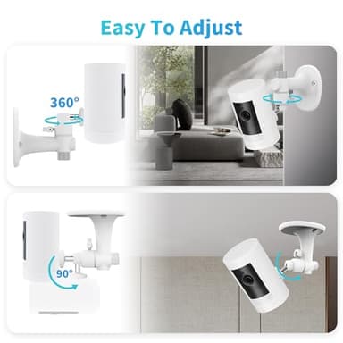2Pack Wall Mount Bracket for Ring Stick Up Cam & Ring Outdoor Cam Plus, Adjustable Durable Mount Stand Also fit for eufy Arlo Simpllisafe Cam, Drill or No Drill Two Ways Installation Strong Adhesive - Image 6