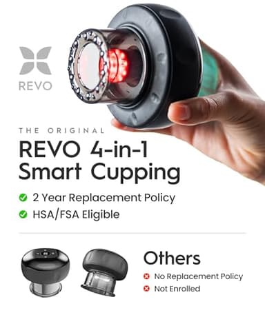 REVO The Original 4-in-1 Smart Cupping Therapy Massager, Red Light Therapy for Targeted Pain Relief, Knots, Aches, Muscle Soreness, Circulation & Tighter Skin, Portable Electric Massager- 2 Pack - Image 2