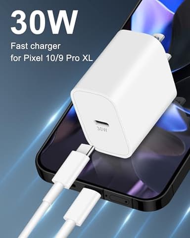 30W USB C Fast Charger for Google Pixel 10/10 Pro XL/10 Pro Fold/9/9 Pro XL/8/8a/8 Pro/7/7a/6/5/4/3 XL, 30 Watt Type C Super Fast Wall Charger Block with 6FT Charging Cable - Image 2