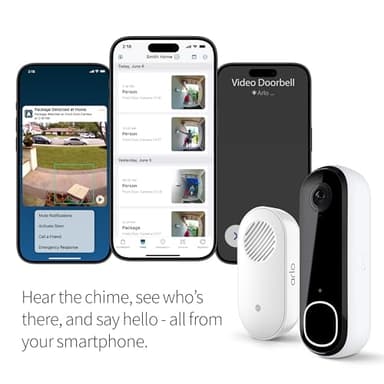 Arlo Video Doorbell 2K 2nd Generation & Chime 2 Bundle, 2K Doorbell Camera, 2-Way Audio, Package Detection, Motion Detection and Alerts, Built-in Siren, Night Vision, AVDK4001-100CNS, White - Image 3