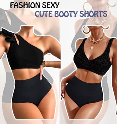 Women's Booty Shorts-High Waist V Back Yoga Shorts- Spandex Dance Hot Pants Butt Lifting Rave Bottoms Black - Image 5