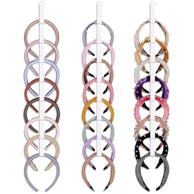 3 PCS Headband Holder Organizer for Girl,Hanging Hairband Storage for Women,White Hair Hoop Display Hair Accessories Organizer Bedroom College Dorm Decor - Image 1