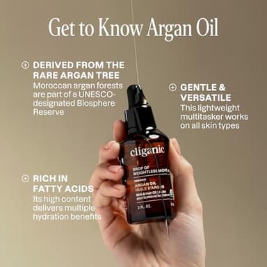 Cliganic Organic Argan Oil, 100% Pure - for Hair, Face & Skin | Cold Pressed Carrier Oil - Image 3
