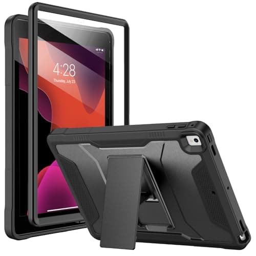 Soke Case for iPad 6th/5th Generation 9.7 Inch 2018/2017,with Built-in Screen Protector and Kickstand, Rugged Full-Body Heavy Duty Protective Cover for Apple iPad Air 2 /Pro 9.7 - Black - Image 1