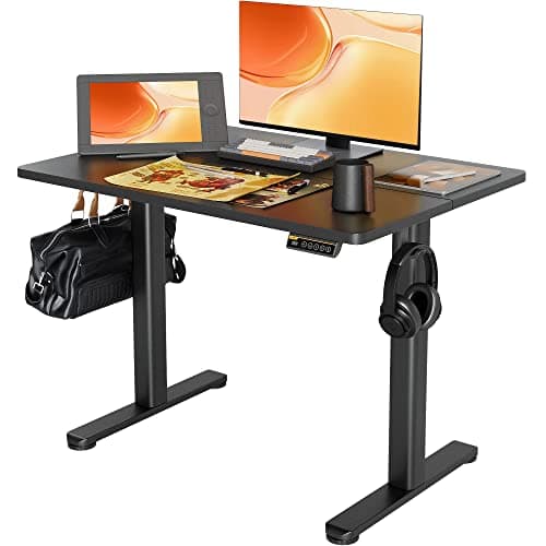 Claiks Electric Standing Desk, Adjustable Height Stand up Desk, 40x24 Inches Sit Stand Home Office Desk with Splice Board, Black Frame/Black Top - Image 1