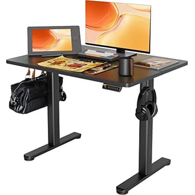 Claiks Electric Standing Desk, Adjustable Height Stand up Desk, 40x24 Inches Sit Stand Home Office Desk with Splice Board, Black Frame/Black Top - Image 1
