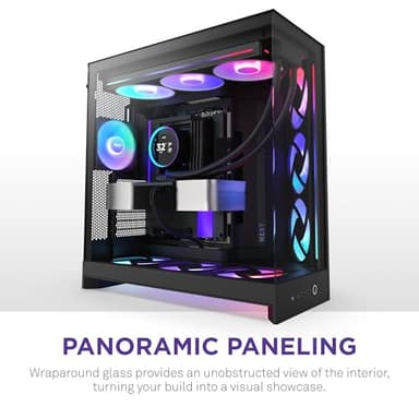 NZXT H9 Flow RGB+ (2025) – Large Dual-Chamber ATX Mid-Tower Airflow PC Case – Includes 7 RGB Fans (6 x 140mm, 1 x 120mm) & Control Hub – 420mm Radiator Support – Back-Connect Ready – Black - Image 7